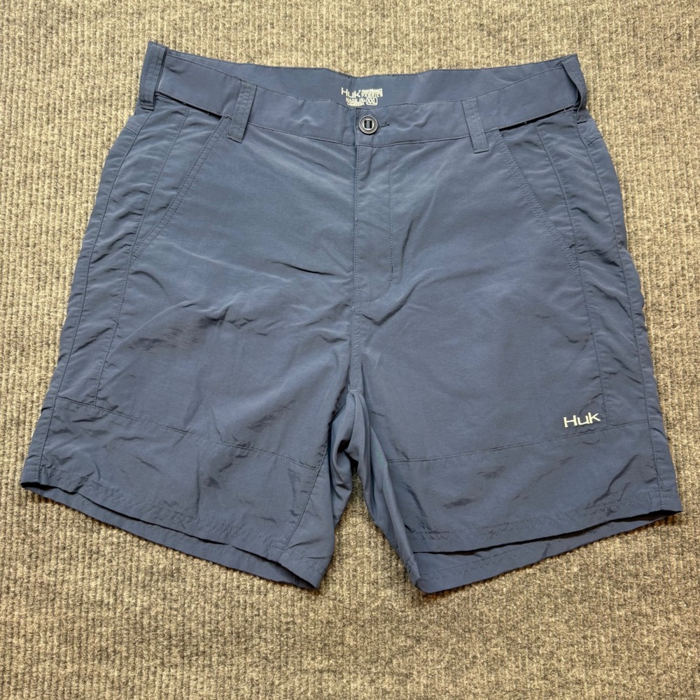 Huk Fishing Shorts Mens XXL Blue Performance Nylon Cargo Hiking Board Shorts